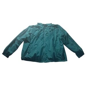 Teddi Petite 26502P Womens 1XP Teal Woven Lattice Zip Up Windbreaker Jacket